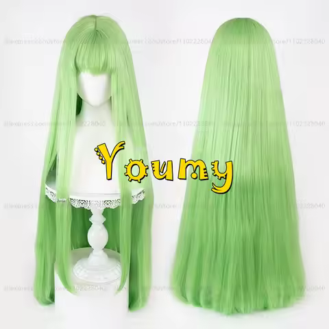 Enkidu Cosplay Wig C.C Wig 100cm long Green Wig Anime Heat Resistant Synthetic Wigs for Halloween Ca