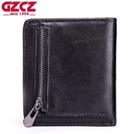 GZCZ Men Bifold Purse Wallet Man Soft Genuine Leather Walet With c0in Bag Slots Multifunction Zipper Purse Top Quality 2023 New