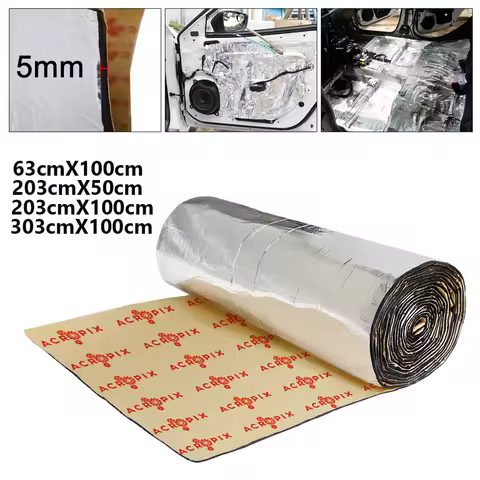 Uxcell 5mm 303x100cm Car Firewall Heat Sound Deadener Insulation Mat Hood Door Trunk Acoustic Insula