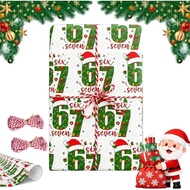 BIJIELAODIAO 67 Christmas Wrapping Paper, 6 7 meme Wrapping Paper, 67 Meme Funny Teen Holiday Gift W