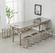 ชุดโต๊ะเก้าอี้สแตนเลสสำหรับโรงเรียนและร้านอาหารแบบอเนกประสงค์ ขนาด 4-6-8 ที่นั่ง ชุดโต๊ะเก้าอี้สำหรั