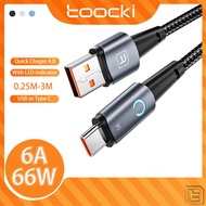 Toocki 6A 66W USB Type C Fast Charging Cable Super Fast Charging Data Cable With LED Light Suitable for Most USB C Interface Mobile Phones For Huawei Oppo