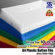 A4 Plastic Button Files 10PCS/Dokumen Folder Plastik A4/Poket Fail Butang A4 10PCS