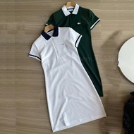 LACOSTE 女士夏季休閒羅紋棉短袖Polo連衣裙