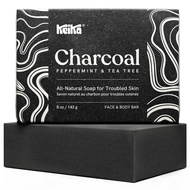 Keika Activated Carbon Black Soap Bar, Suitable for Eczema, Silver Scraps, Face, Body, Male, Female,