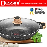 DESSINI ITALY CRSP-32 32CM Casserole Die Cast Aluminium Induction Non Stick Pot Bowl Deep Fry Pan Co