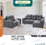 Sampoint Modern Sofa Set / 1 Seater + 2 Seater + Stool / 2 + 3 Seater Minimalist Sofa / 2+3Sofa Fabric / 2+3Sofa Mewah / Sofa Murah / Design Exclusive / Ready Stock + Including Intallation / Siap Pasang