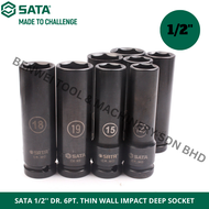 SATA 1/2" DR. 6PT. THIN WALL IMPACT DEEP SOCKET / 17MM 19MM 21MM