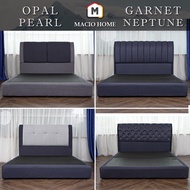 Dr. Macio Garnet/ Opal/ Pearl/Neptune Divan Fabric Bed Frame in Dark Navy & Grey Colour (Queen/King)