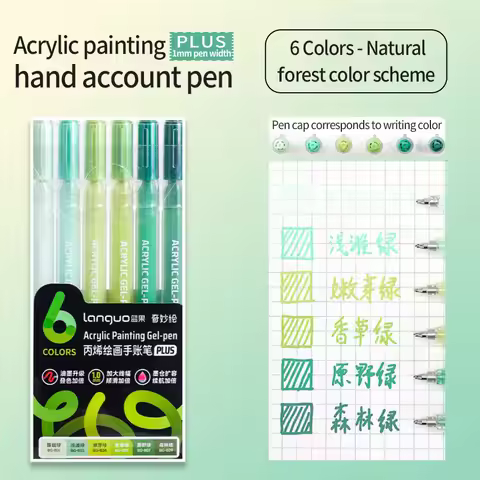 Languo 6-Color Acrylic Paint Pen Manual Multi-Color Gel Pen Student Gel Pen Writing Marker Stationer