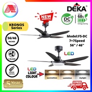 NEW-DEKA KRONOS F5DC F5DCL 56" 46" 5 Blades DC Motor 7 Speed Forward + Reverse Remote Control Ceiling Fan with Light LED