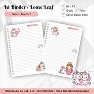 [10 pcs] Binder Contents Loose leaf/ A5 image UNICORN theme Refill Map Binder/ Plain Line/