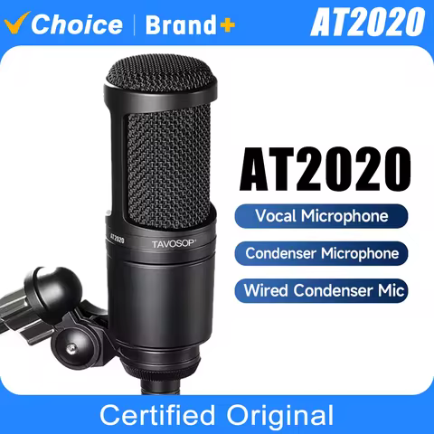TAVOSOP AT2020 Cardioid Condenser Microphone Large-Diaphragm for Home Studios Podcasting Superior So