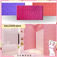 SS 3D Foam Wall Wallpaper with Plain Star Brick Motif Size 37.5 x 70 CM Waterproof Brick Sticker 3D 