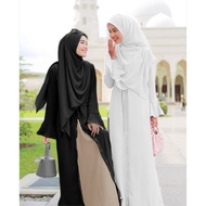 TMTONMOON Slim Fit Jubah Abaya ntern Sleeve V Neck Jubah Wanita Front Zipper Button Abaya Muslimah Maysia