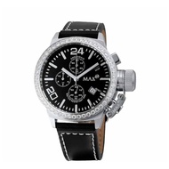 MAX Classic Chronograph CZ Bezel Silver Steel/Black Dial Women's Watch 36mm 5-MAX503