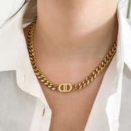 Kalung Rantai Emas Titanium Steel Anti Karat Selamanya Perhiasan Wanita Dewasa Tebaru