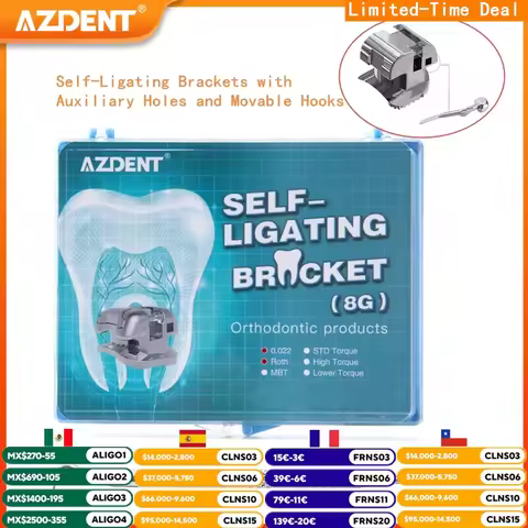 AZDENT Dental Orthodontic Brackets Self-Ligating Braces Inserted Crimpable Movable Hooks Auxiliary H