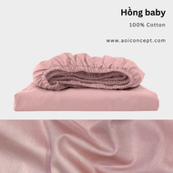 Ga Giường Cotton Satin 2m2x2m Nhiều Màu bo chun Cao Cấp À Ơi Concept không xù lông trơn mượt thoáng