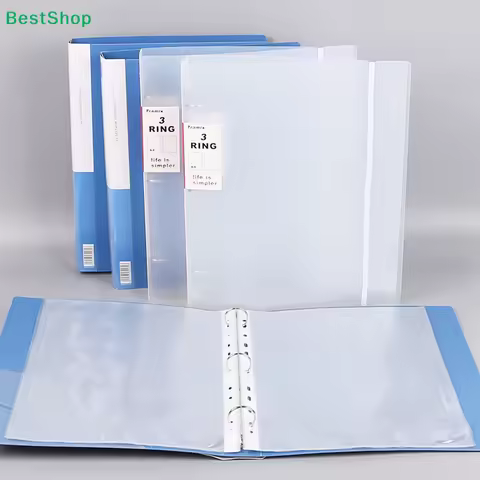 〔R〕A4 3-Ring Binder Folders - Clear & Blue Document Organizers for Office/Study
