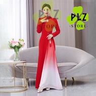 [M-5XL] Long Sleeve Long Cheongsam Dress Woman Plus Size Color Gradient Cheongsam Elegant Cheongsam 