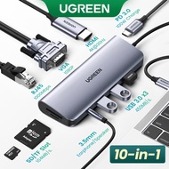 UGREEN USB C Hub 10 in 1 Type C Hub with Ethernet 4K USB C to HDMI VGA PD Power Delivery 3 USB 3.0 Ports USB C to 3.5mm SD/TF Cards Reader for MacBook/Pro/Air Windows Laptops