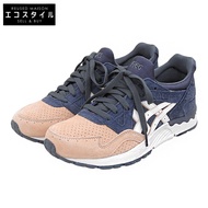 ASICS 10TH Gel-Lyte 5鮭魚色鞋頭低筒運動鞋，男款，海軍藍 x 粉紅色，尺寸 26cm（美國碼），貨號 1201A52，8 碼（二手）- 近全新