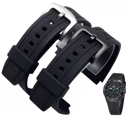 Black Silicone Rubber Sports Watch Strap For Casio Edifice EF-552 Watchbands EF-552D-1A Men's Bracel