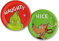 Grinch Christmas Naughty & Nice Party Supply Set - Disposable Paper Desert Plates - Serves 16