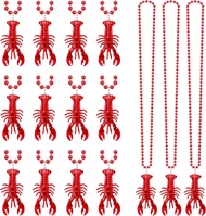 24PCS Mardi Gras Beads Necklace Lobster Pendant Mardi Gras Accessories Mardi Gras Lobster Element Pe