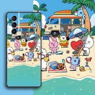 [Aimeidai] Samsung Case Cartoon BTS BT21 Printed Liquid Silicone Cell Phone Case Shockproof Protective Cover for Samsung S9/S10/S20/S21/S2 Series