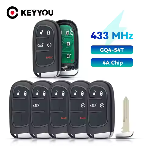 KEYYOU KeylessGo 433Mhz Hitag-AES 4A Chip Remote Car Key for Jeep Cherokee Durango Chrysler RAM Dura