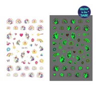 (ซื้อ 3 เหลือ 225)PUNARA สติกเกอร์ติดเล็บเด็กเรืองแสง Glow in The Dark  Nail Sticker ลายน่ารักมากมาย