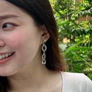 Leaf-shaped Chain Loop dangle earring (Sparkling series)