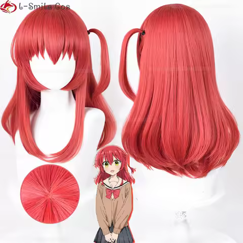 Anime Kita Ikuyo Cosplay Wig 50cm Short Red Kita Ikuyo Women Hair Heat Resistant Synthetic Party Wig