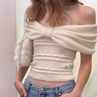 Bow Knot Shoulder Sweater Sweater Sweater