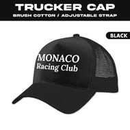 Monaco Racing Club Graphic Design Print Cotton Trucker Cap with Mesh Nylon Backing
