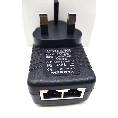 AC 220V to DC 48V 0.5A POE Injector UK Plug Over Ethernet POE Power Adapter Optional CCTV Security