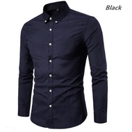 KEMEJA KELVIN MEN'S SHIRT PLAIN MEN'S SHIRT LONG SLEEVE FORMAL SLIM FIT MEN'S SHIRT - Black, M COOL 