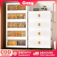 Gold-Plated Handles Foldable Storage Cabinet 3/4/5 Layers Stackable Storage Cabinet With Wheels Alma