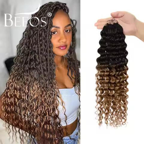 Ombre Brown #1B/30 Deep Wave Crochet Human Hair Hair Extensions Crochet Hair Extensions Pre-Separate