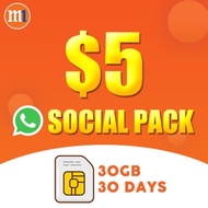 [M1] $5 WhatsApp Data pack for mobile cell phone prepaid card Topup reload 手机/话费/流量/充值