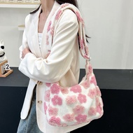 2025 Female Bag Shoulder Bag Messenger Furry Bag Style Winter Winter Furry Flower Bag Cute 6.11