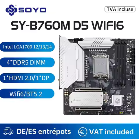 SOYO World Premiere Intel B760M WiFi6 Motherboard M-ATX Dual-Channel DDR5 Support 14600K M.2 PCIE4.0