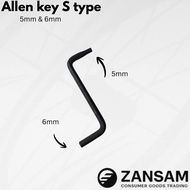 S Type Allen Key Dual 5mm 6mm Hex Wrench Bike Tool Heavy Duty