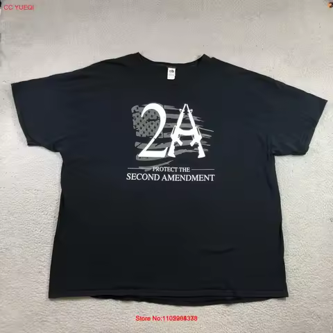 Protect The Second Amendment T Shirt Men s 3XL Black Print vintage Washed streetwear designer clothe