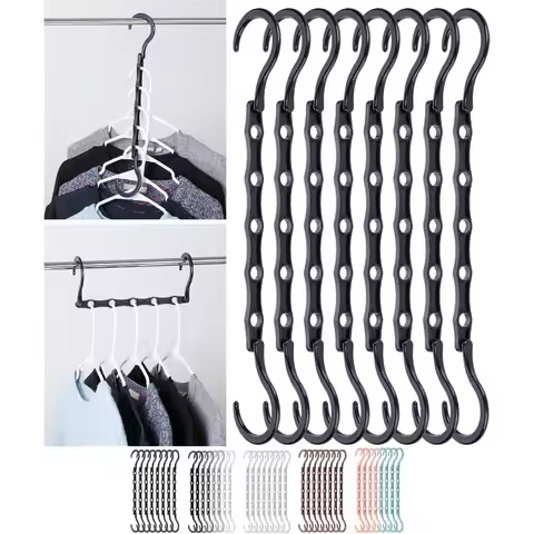 Space Saving Hangers, 8 pcs, 360° Rotating Hooks