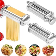 Pasta Maker Attachment for Kitchen aid Accessories and Attachments, Pasta Attachment for Kitchenaid Stand Mixers, 3-Pieces Dough Sheet Roller and Fettuccine, Spaghetti Cutter Set (Stainless Steel)