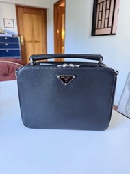 Prada Brique Leather Box Bag Black
