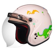 SOL SO-9K SO9K Safety Helmet Dinosaur Island Pink/Green Half Cover 3/4 Children Hat
